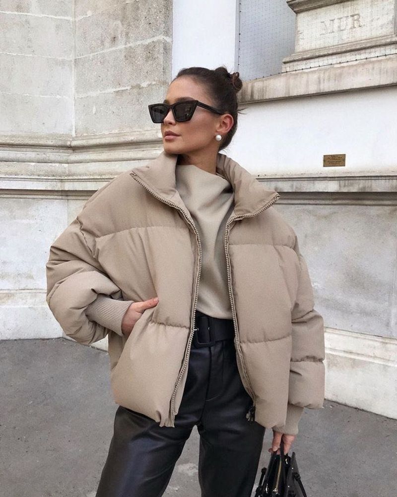 Beige Puffer Jacket - Stylish &amp; Warm