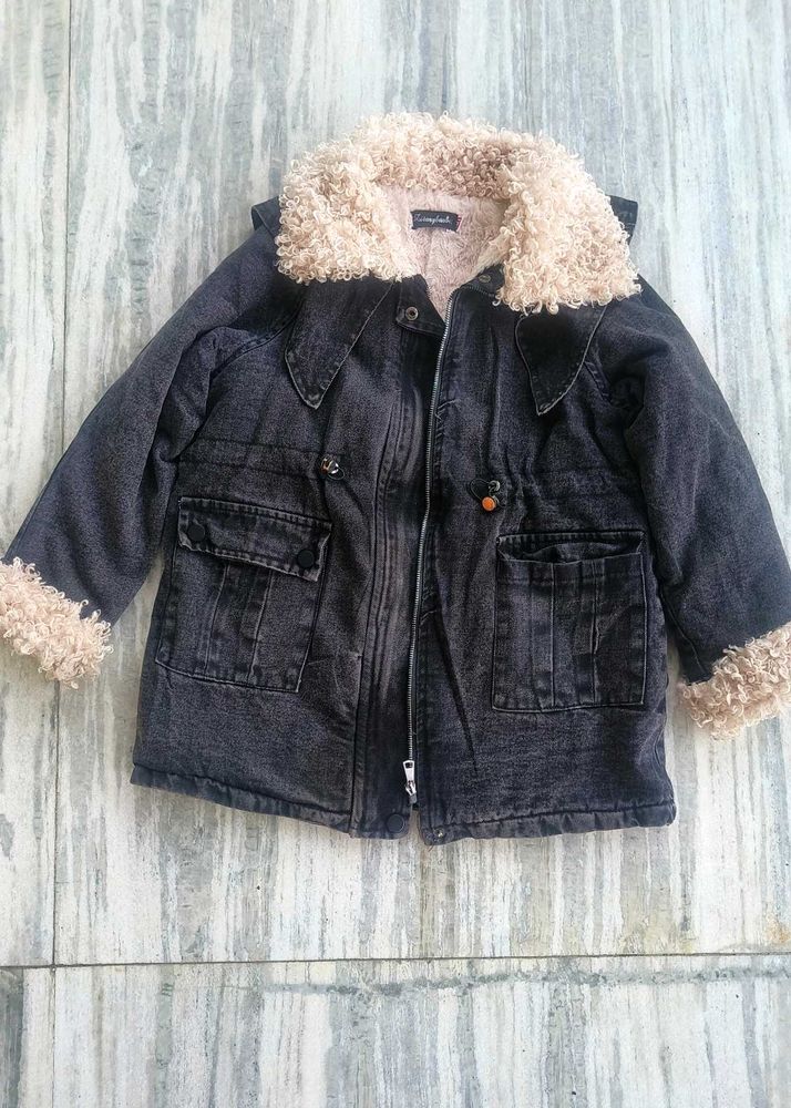 Denim Jacket with Fur Collar, furjacket,furcoat