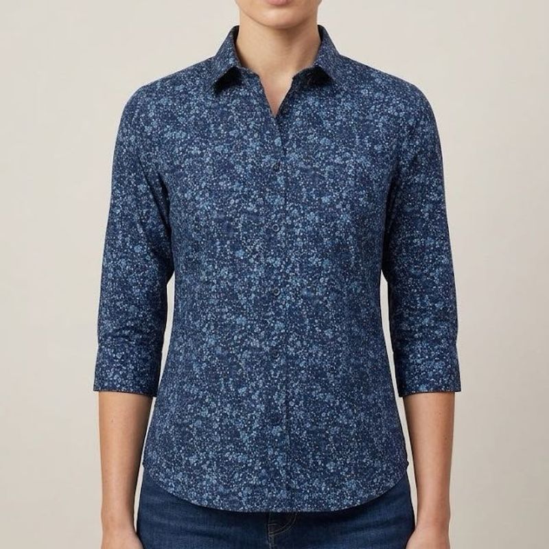 Blue Finch Floral Print Shirt
