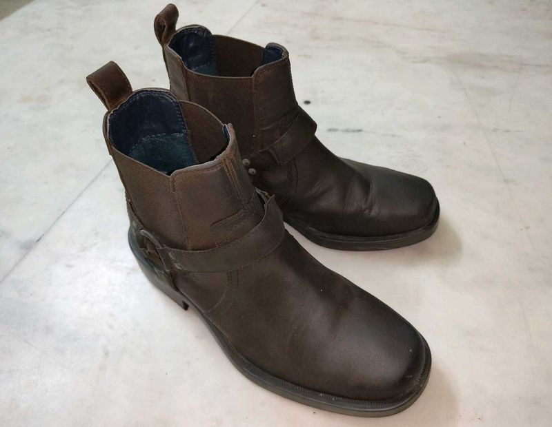 Brown Biker Harness Boots