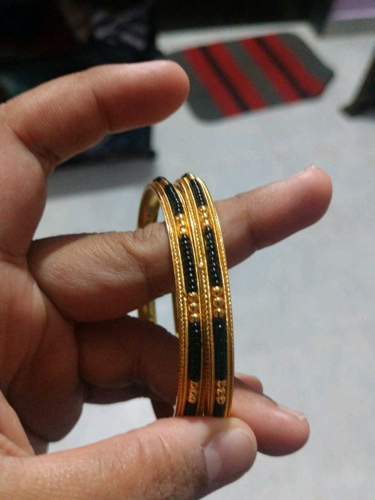 Elegant Gold &amp; Black Bangles