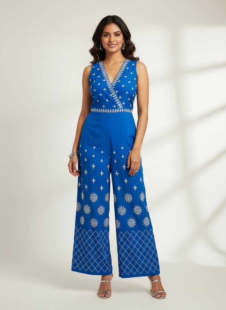 Blue golden boho jumpsuit