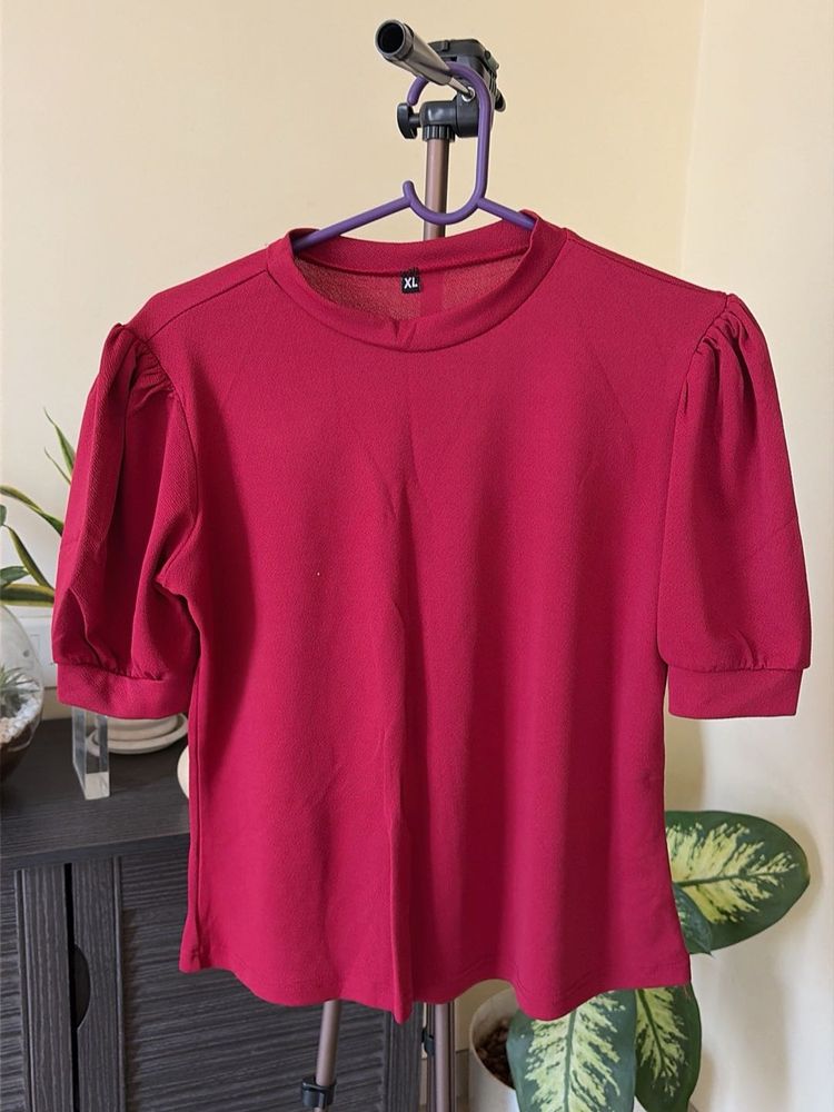 Maroon Puff Sleeve Top