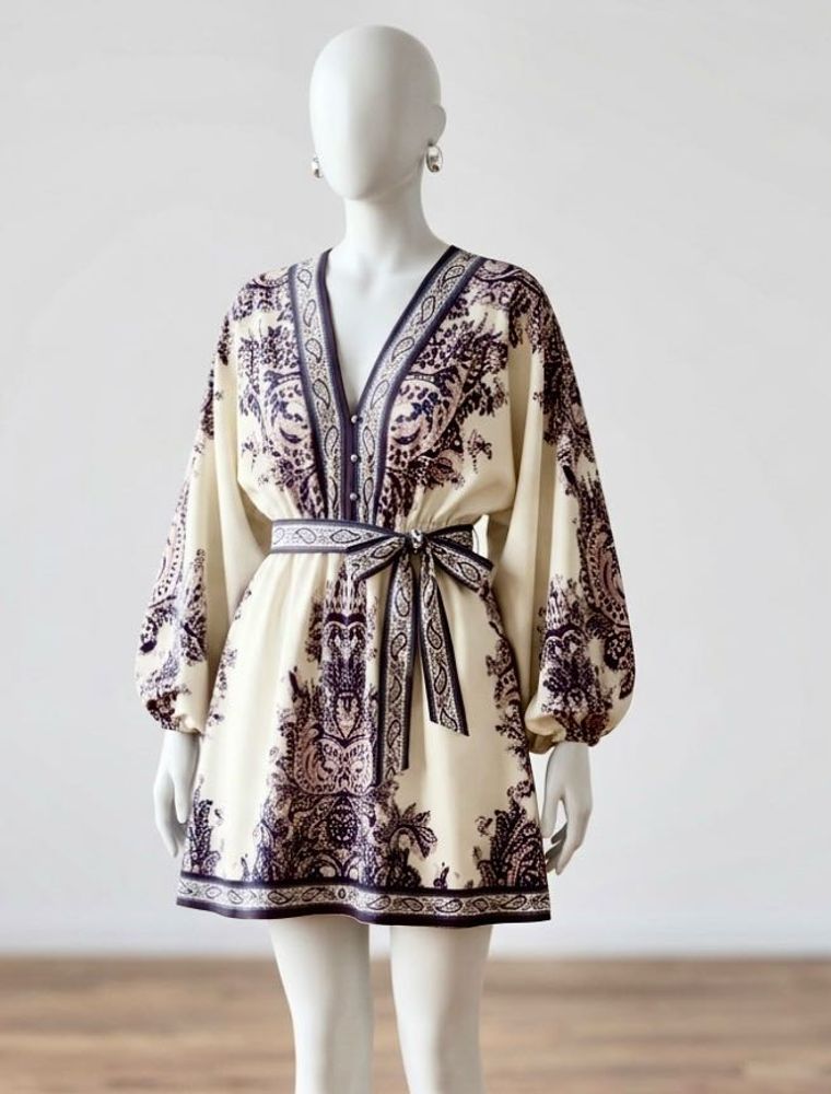 Boho Print V-Neck Kaftaan Dress