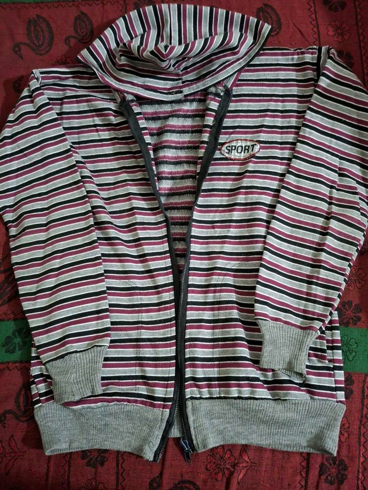 Striped Zip-Up Hoodie