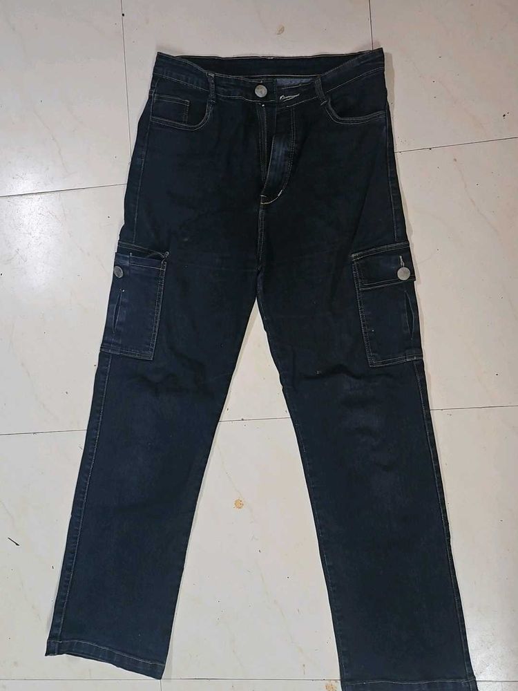 Dark Wash Cargo Jeans