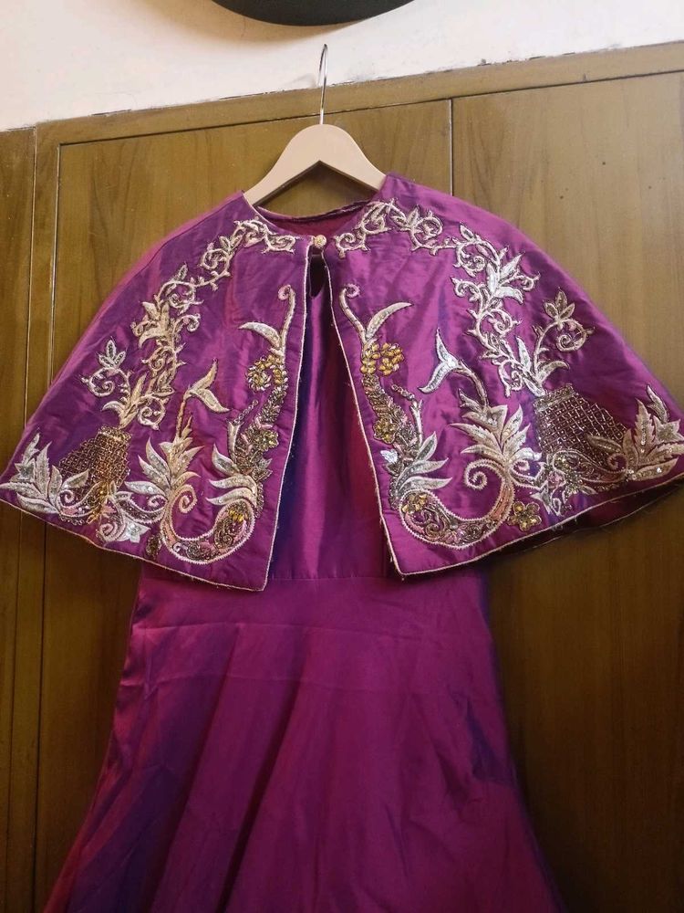 Elegant Embroidered Silk Gown