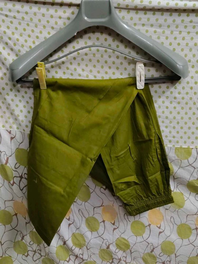 Solid Olive Green Palazzo Pants