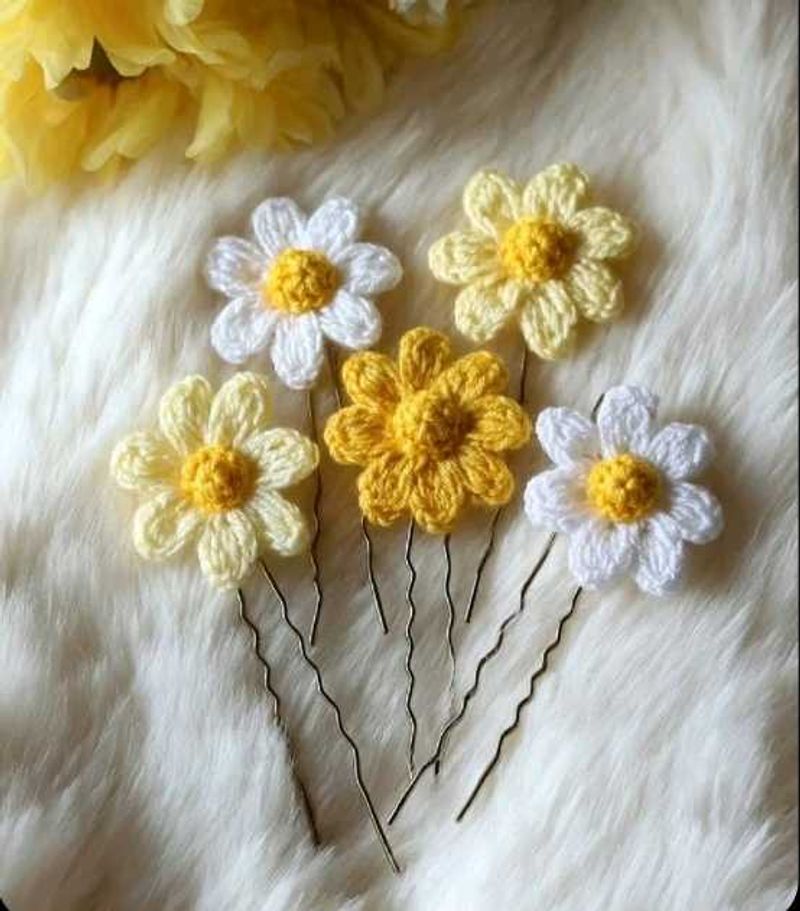Handmade Crochet Flower Hair Pins