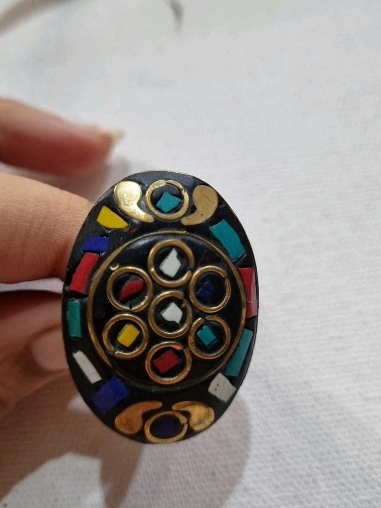 Boho Laq Oval Statement Ring