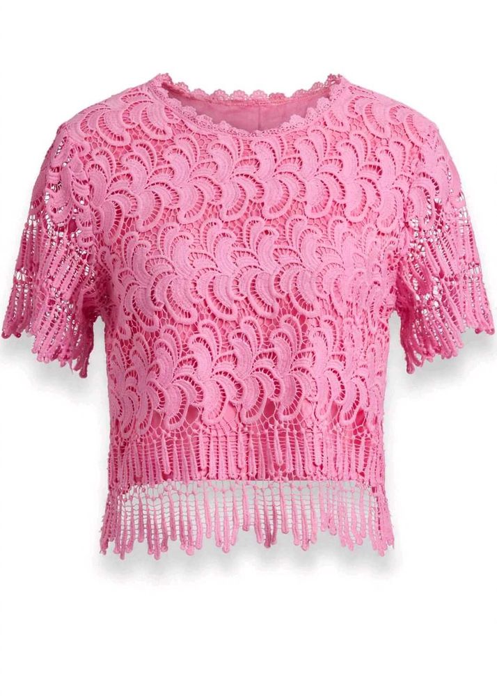 Pink Lace Cropped Top