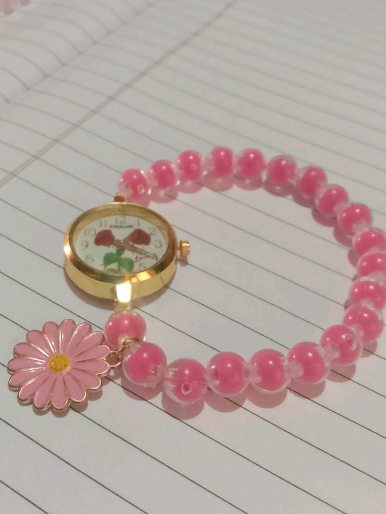 Pink Beaded Watch