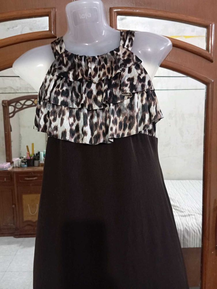 Animal Print Ruffle Dress