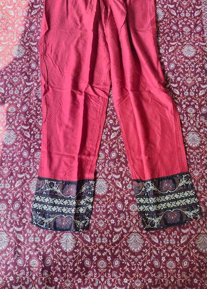 Ethnic Red Pants with Detail