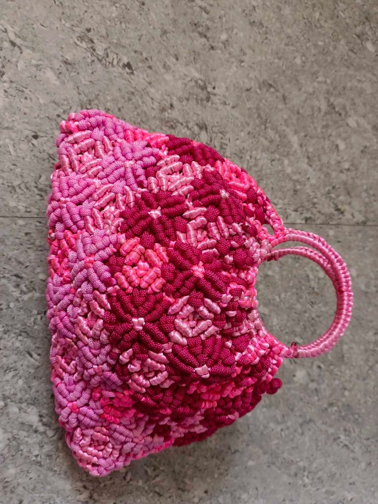 Pink Macrame Handbag