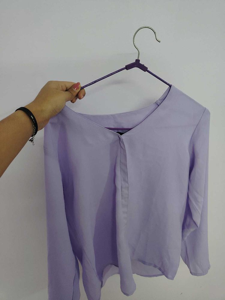 Lilac V-Neck Long Sleeve Blouse