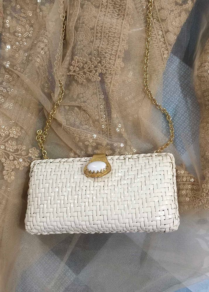 Woven Clutch with Chain
