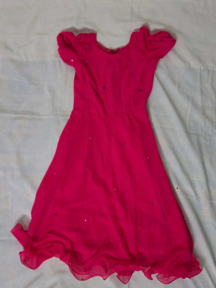 Beautiful Pink Sequined Ethnic Gown for Girls