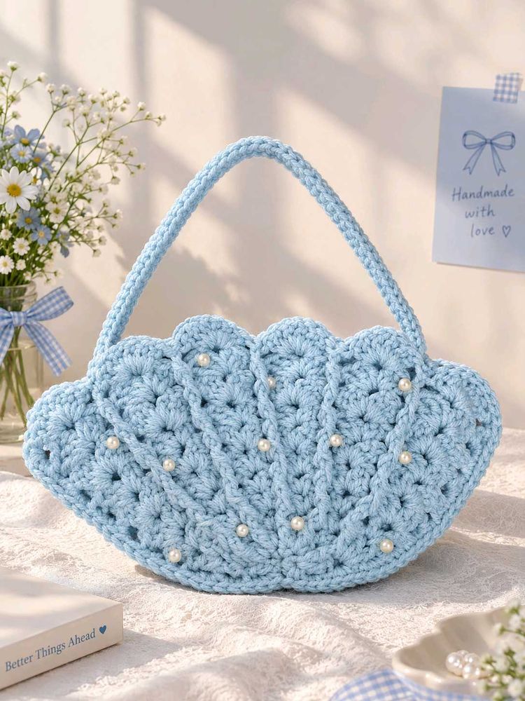 Blue Crochet Shell Handbag