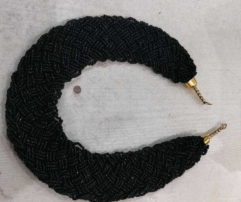 Elegant Black Beaded Statement Necklace