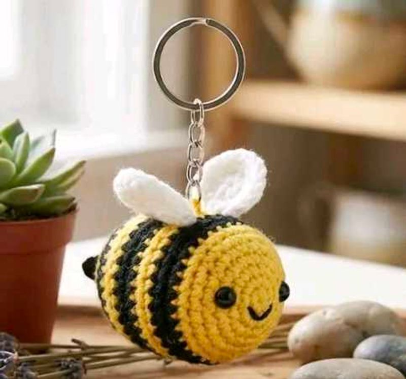 Cute Crochet Bee Keychain