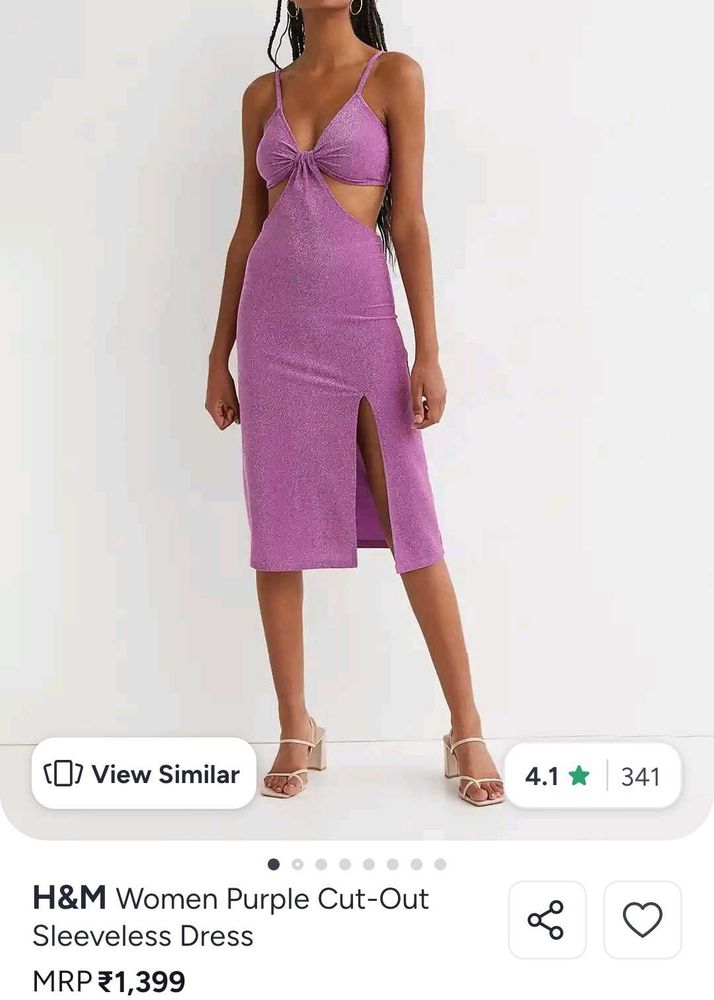 H&amp;M Purple Sparkly Cut-Out Dress