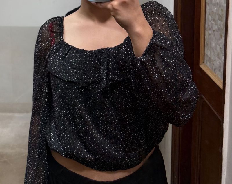 Chic Polka Dot Sheer Top