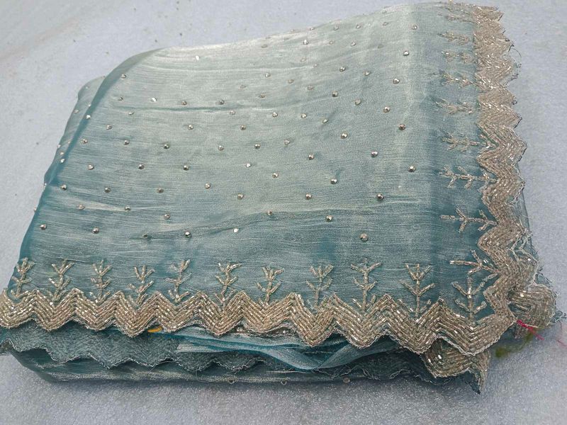 Embellished Teal Saree