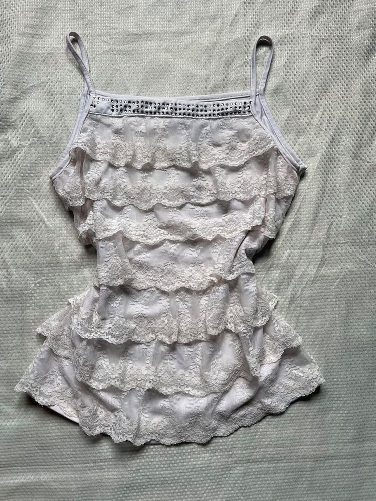 White Ruffled Tank Top
