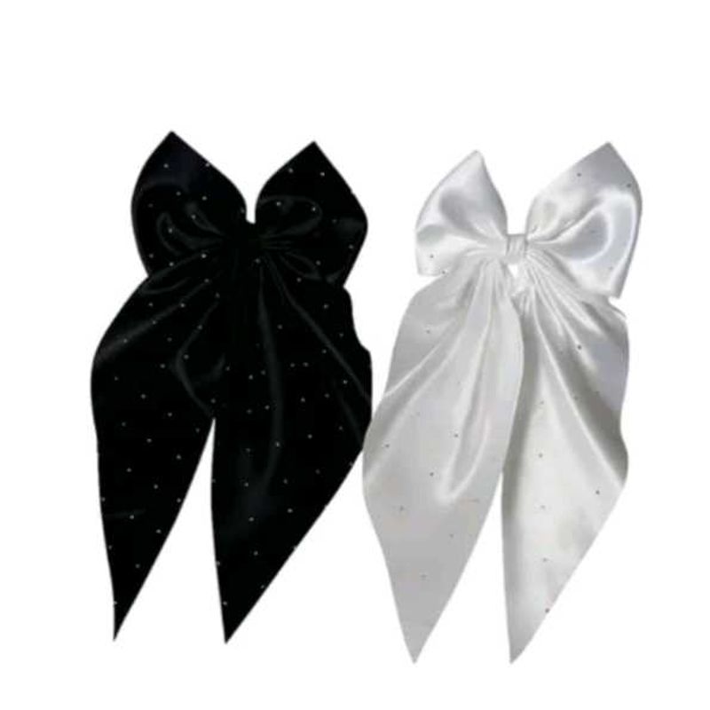Sparkling Bow Hair Clips - Black &amp; White Set