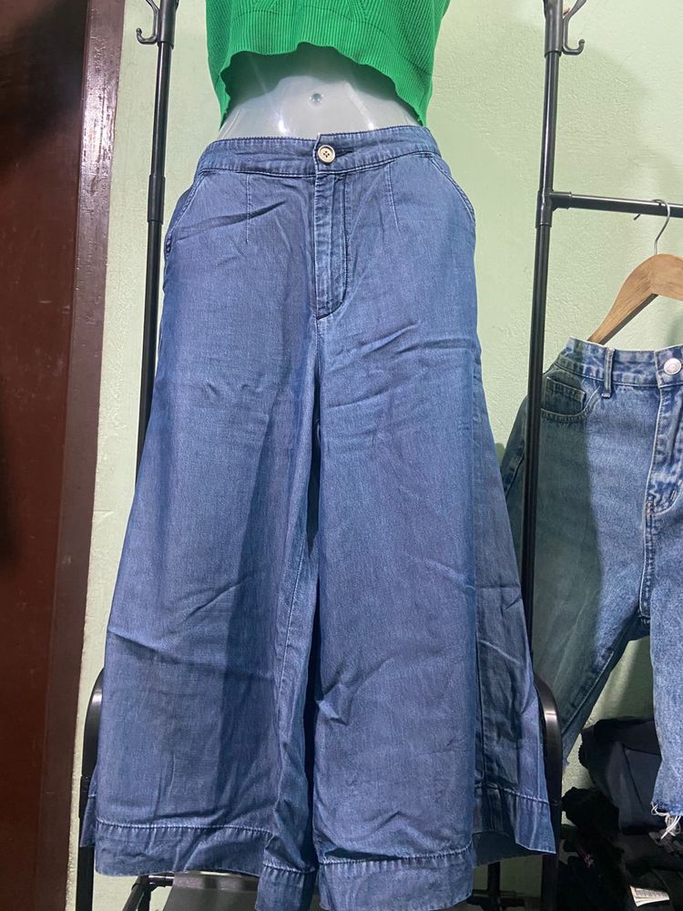 Denim Wide Leg Culottes