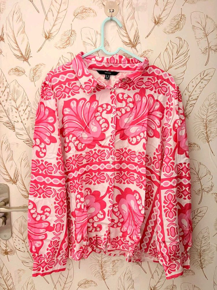 Vero Moda Pink &amp; White Printed Button-Up S