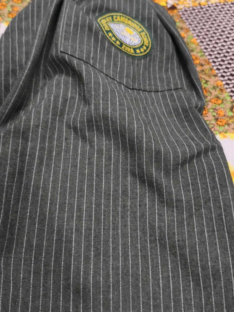 Boys Grey Pinstripe School Trousers