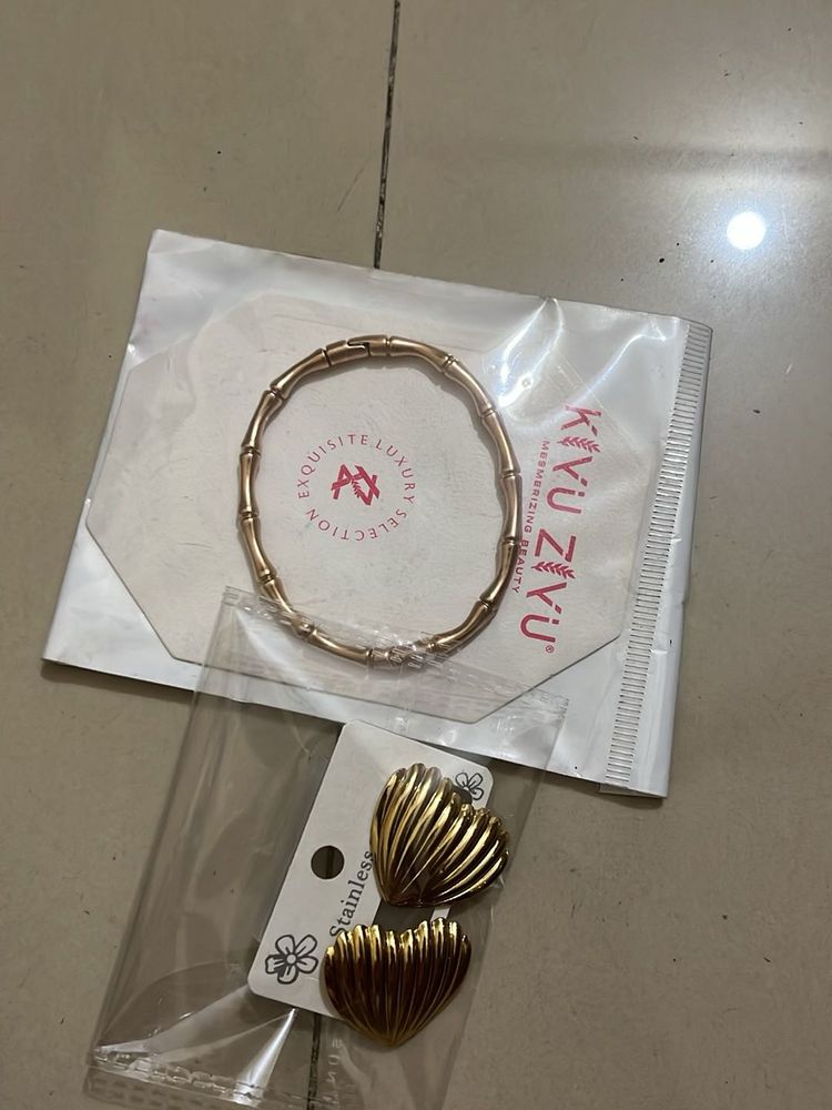 Chic Bracelet and Heart Earings