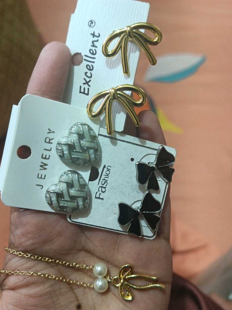 Cute Bow &amp; Heart Jewelry Set