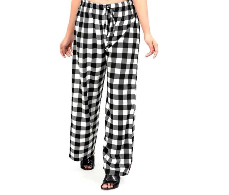 Women’s Regular Fit Black+White Crepe Trousers