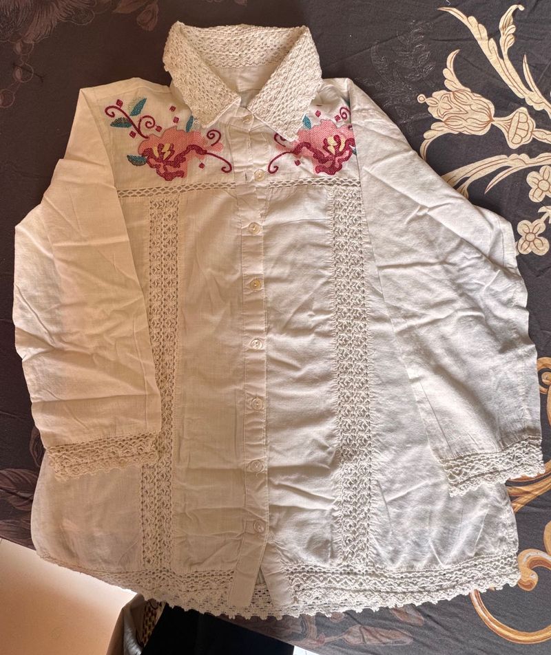 Embroidered Lace Trimmed Co-ords