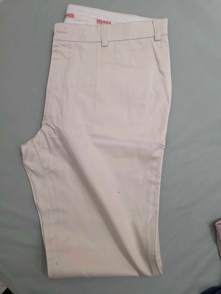 Cream men cotton trousers