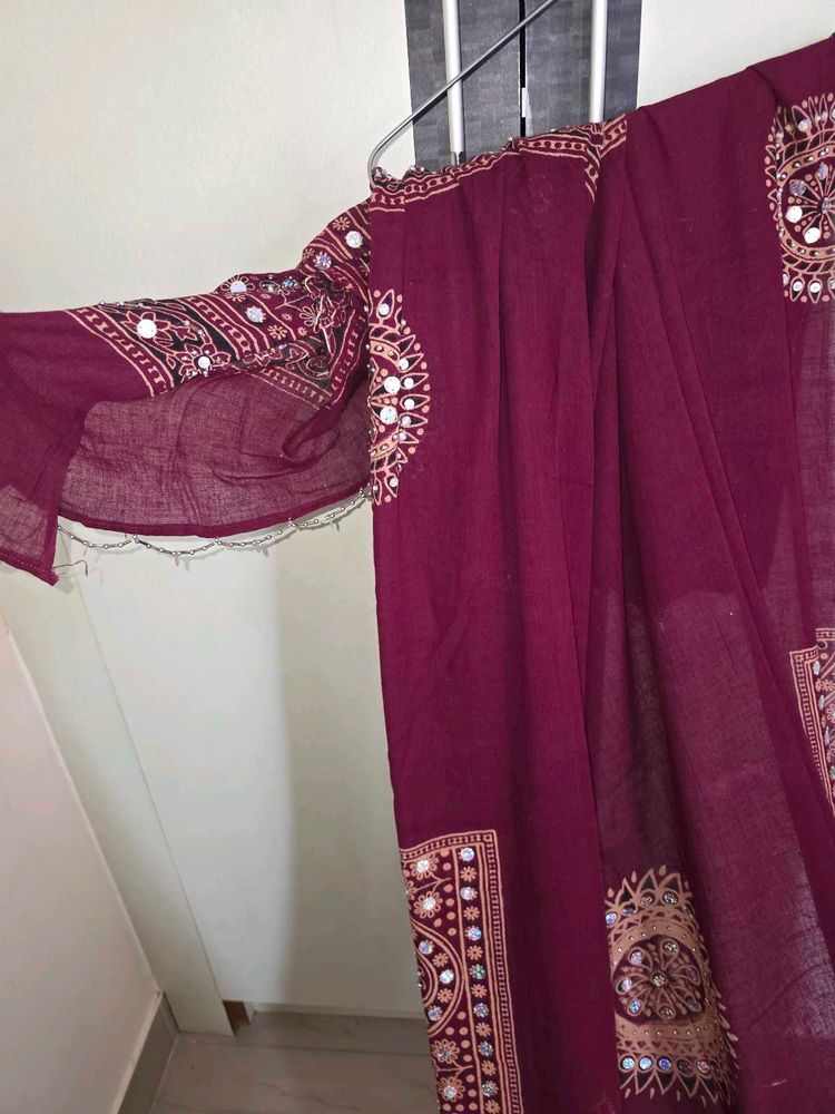 Embroidered Maroon dupatta