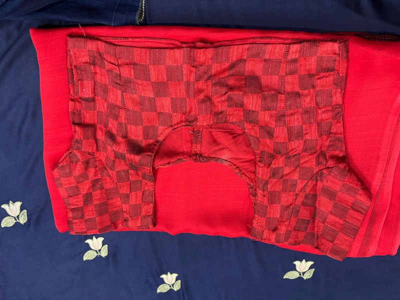 Red Chessboard Pattern Blouse