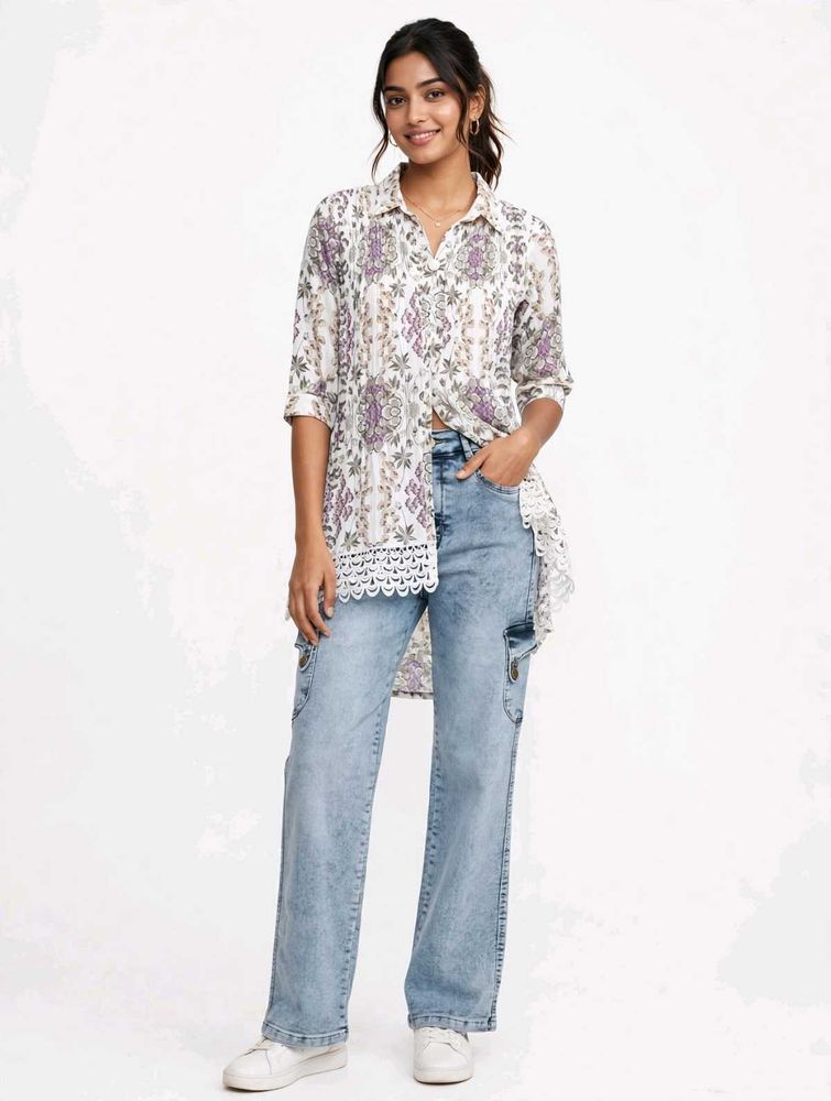 Light Wash Cargo Jeans