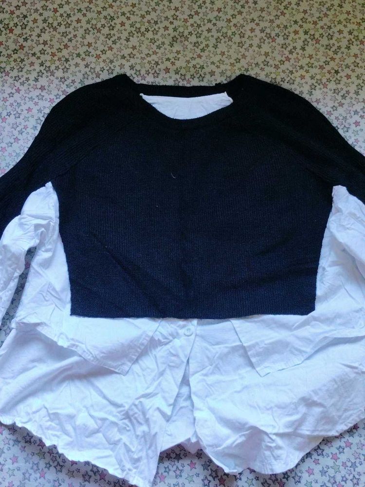 Chic Layered Black &amp; White sweater