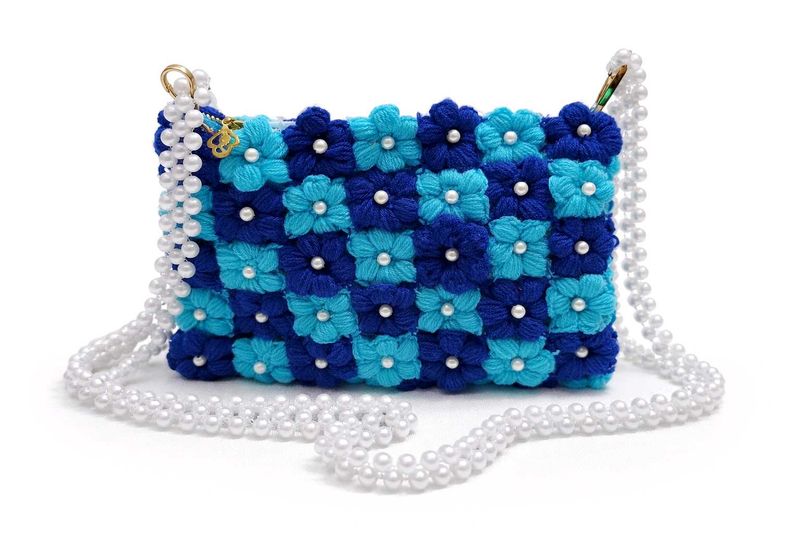Handmade Crochet Pearl Sling Bag for Women