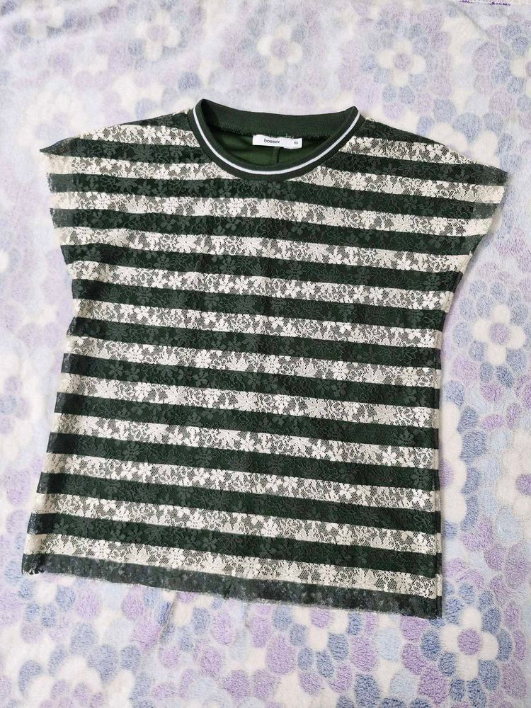 Striped Lace Top