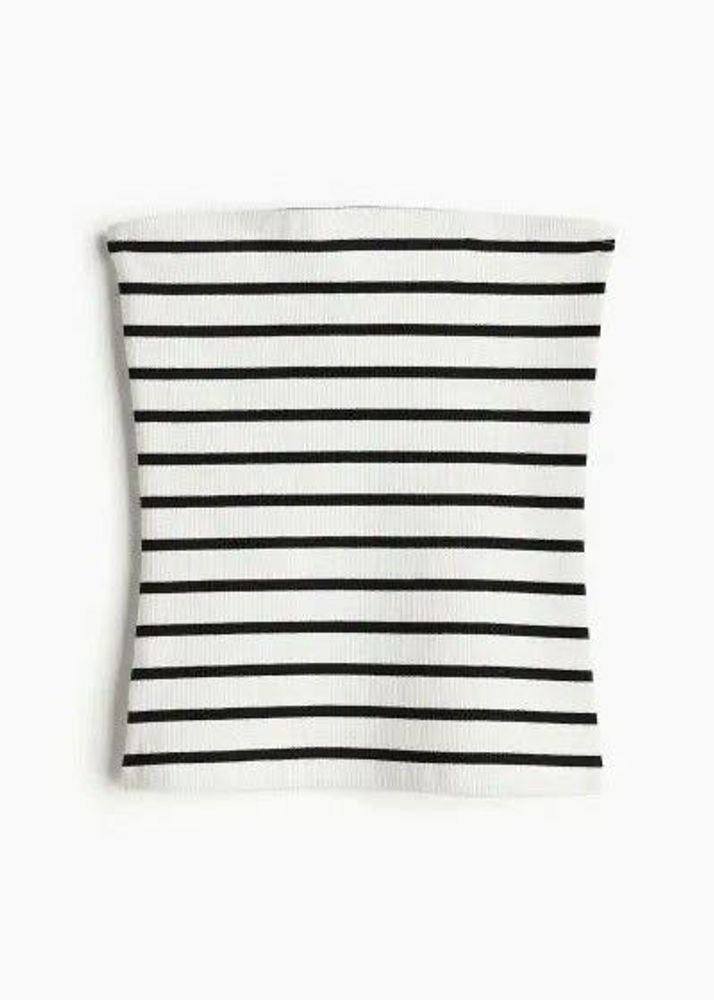 Striped Black &amp; White Strapless Tube Top