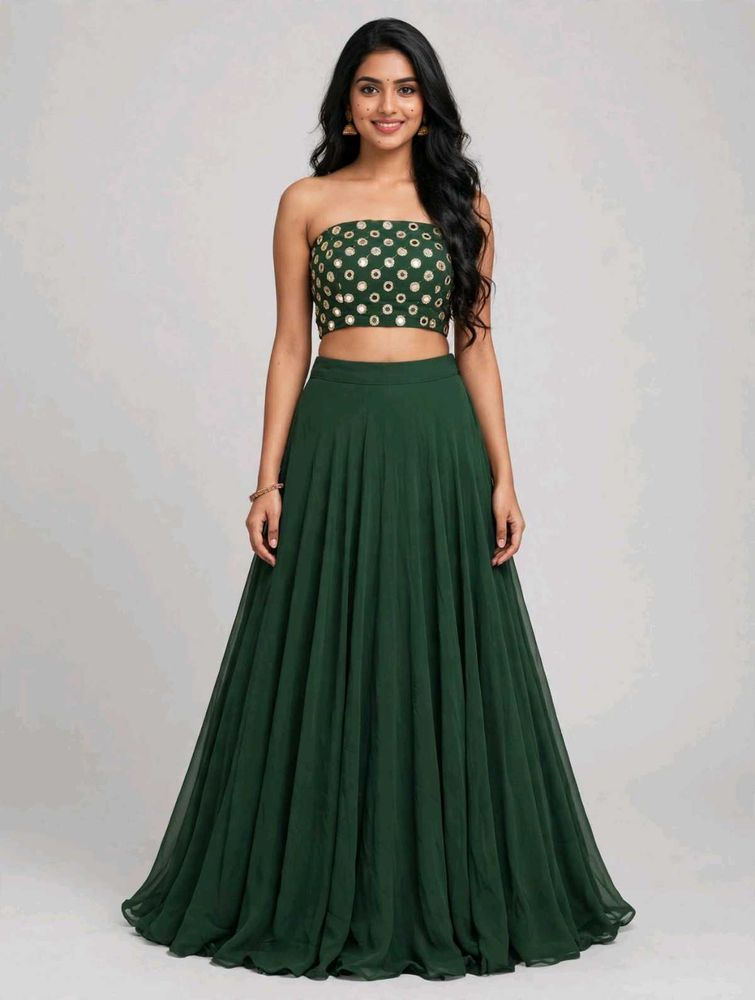 Stunning Green Embroidered Lehenga Set
