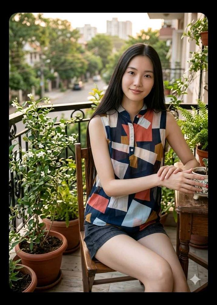 Geometric Print Sleeveless Top