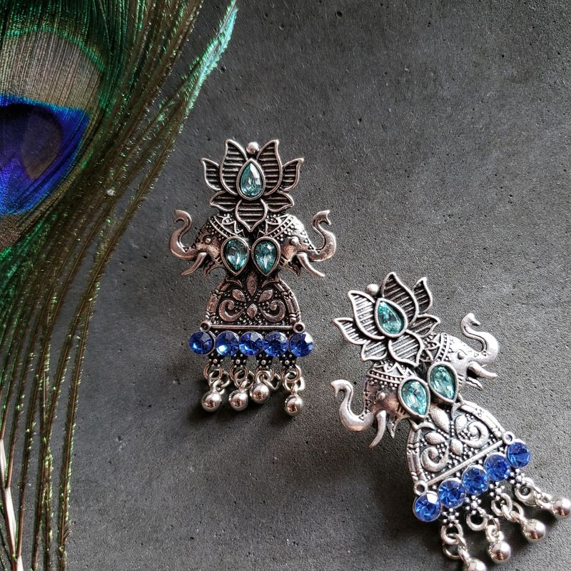 Elephant Lotus Drop Earrings