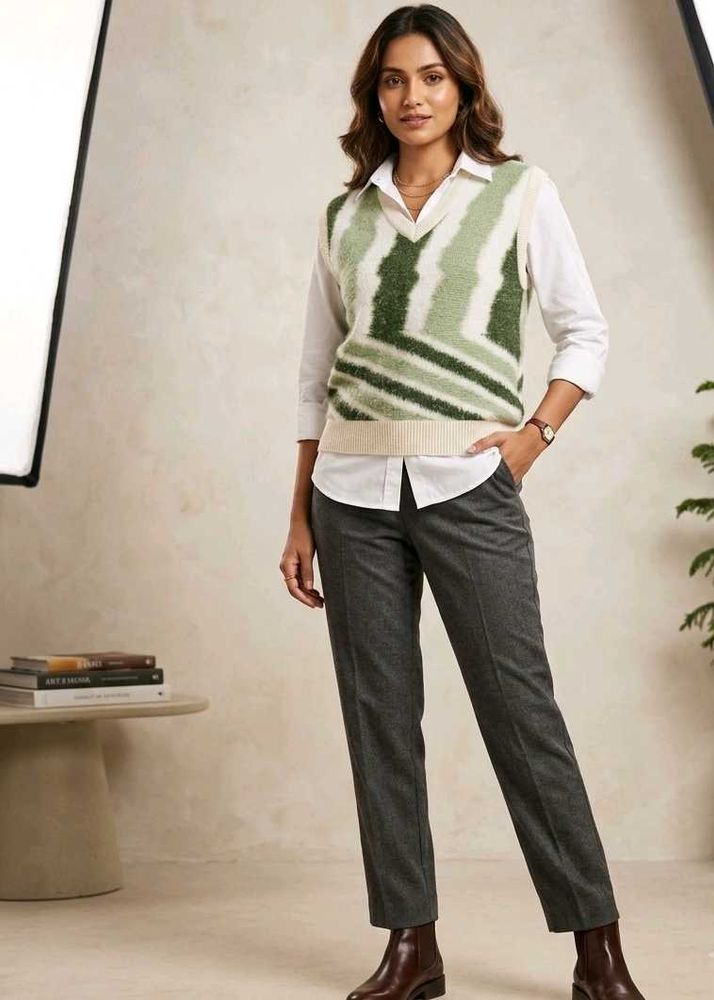 Stylish Striped V-Neck Sweater Vest