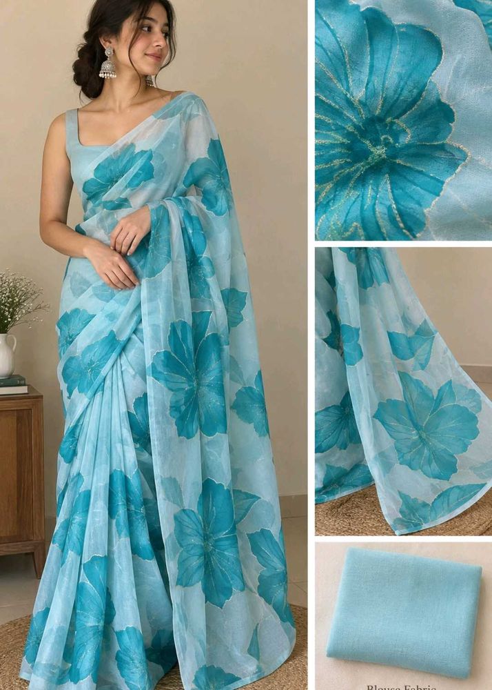 Beautiful Blue Floral Saree